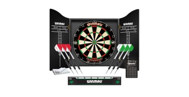 Amazon: Set de fléchettes Winmau - cible + armoire + 2 sets de 3 fléchettes à 69,99€ (au lieu de 97,37€)