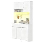 JoyBuy: HaluPeit Meuble de cuisine avec prises et LED - 40 x 100 x 180 cm, blanc à 109,98€