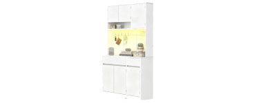 JoyBuy: HaluPeit Meuble de cuisine avec prises et LED - 40 x 100 x 180 cm, blanc à 109,98€