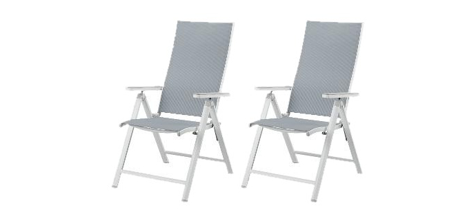 LIDL: LIVARNO HOME Fauteuil pliant en aluminium Houston blanc, lot de 2 à 90,99€ (au lieu de 99,99€)
