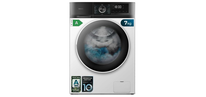Amazon: Lave linge Cecotec Bolero DressCode 7150 Inverter A - 7 kg, 1400 tr/min à 191,09€ (au lieu de 289€)