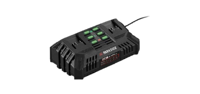 LIDL: PARKSIDE Double chargeur de batterie PDSLG 20 B1 - 20V, 2x4,5A à 19,99€ (au lieu de 29,99€)