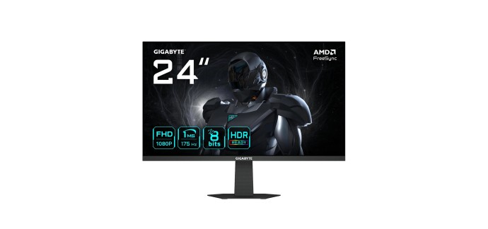 Amazon: Ecran PC 24" Gigabyte GS24F14A - FHD, 175Hz, 1ms, 400 CD/m², FreeSync à 79,95€ (au lieu de 112€)
