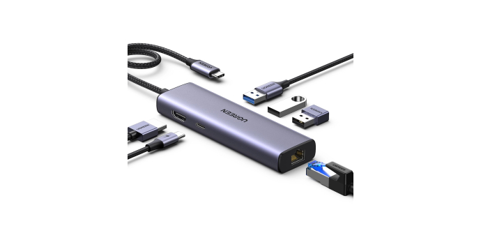 Amazon: Hub USB-C 6-en-1 UGREEN Revodok 1061 - HDMI 4K, Ethernet RJ45, 3 ports 5Gbps, charge 100W à 20,56€
