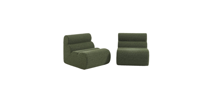 Sweeek: Chauffeuse compressée tissu effet alpaca kaki 1 place (lot de 2) à 279,99€ (au lieu de 349,99€)