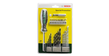 Amazon: Jeu d'embouts de perceuse et de tournevis Bosch 2607017201 - 27 pièces à 7,99€ (au lieu de 15,87€)