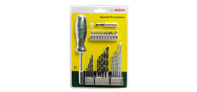 Amazon: Jeu d'embouts de perceuse et de tournevis Bosch 2607017201 - 27 pièces à 7,99€ (au lieu de 15,87€)