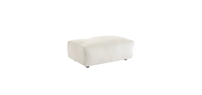 Sweeek: Pouf repose-pieds canapé 3 places velours côtelé crème à 125,99€ (au lieu de 179,99€)