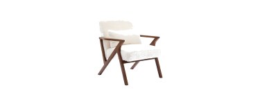 Sweeek: Fauteuil bois d'hévéa teinté noyer fausse fourrure à 125,99€ (au lieu de 179,99€)