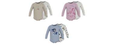 LIDL: LUPILU Bodies bébé lot de 2 - 100% coton, manches longues à 3,99€ (au lieu de 5,99€)