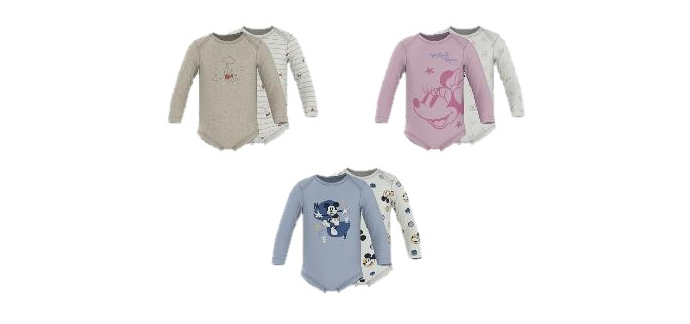 LIDL: LUPILU Bodies bébé lot de 2 - 100% coton, manches longues à 3,99€ (au lieu de 5,99€)