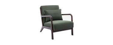 Sweeek: Fauteuil velours côtelé vert - pieds bois d'hévéa à 139,99€ (au lieu de 199,99€)