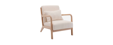 Sweeek: Fauteuil à bouclettes blanches texturées - Style scandinave à 146,99€ (au lieu de 209,99€)