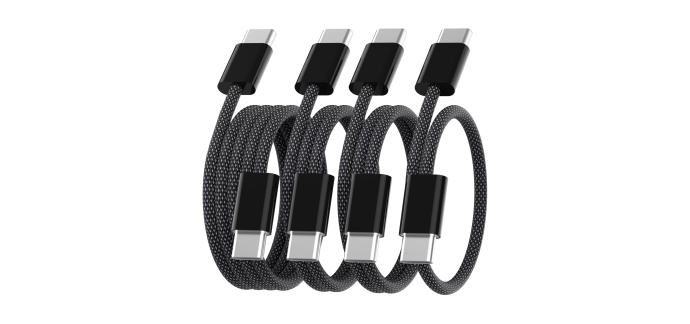 Amazon: Câble USB-C vers USB-C 60W - 4 longueurs (2m, 1m, 1m, 0,5m) nylon tressé à 5,62€ (au lieu de 8,83€)