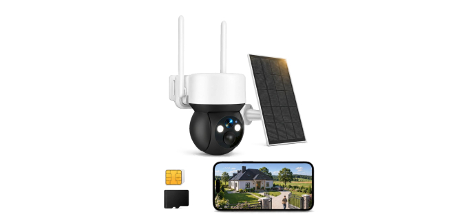 Amazon: Caméra de sécurité extérieure Surfola 4G - Solaire, vision nocturne, HD 2,5K à 29,99€