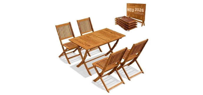 Cdiscount: CASARIA Ensemble de meubles de jardin SYDNEY - Salon de jardin en bois d'acacia certifié FSC 4 perso