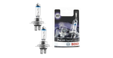 Amazon: Lot de 2 Ampoules de Phare Halogène Bosch H7 Plus 120 Gigalight - 12V, 55W à 12,99€