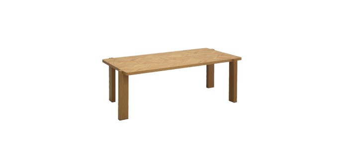Sweeek: Table basse vintage décor bois naturel effet chevrons 120 cm à 49,99€ (au lieu de 99,99€)