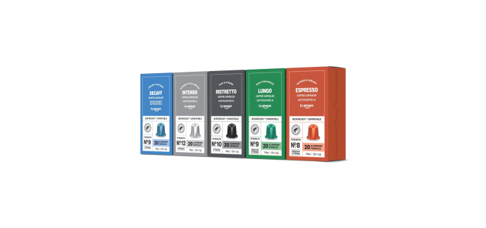 Amazon: Capsules de café Paquet Varié compatibles Nespresso - 5 x 20 capsules à 16,11€ (au lieu de 19,80€)