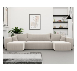Cdiscount: Canapé d'angle Panoramique PIANO U - 7 places - Convertible avec coffre - Tissu velours côtelé - Crè