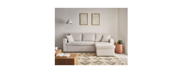 Cdiscount: Canapé d'angle réversible 4 places Cyrus - convertible avec coffre, velours côtelé beige à 389€