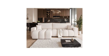 Cdiscount: Canapé d'angle réversible OFI - 5 places, convertible avec coffre, tissu crème à 668€