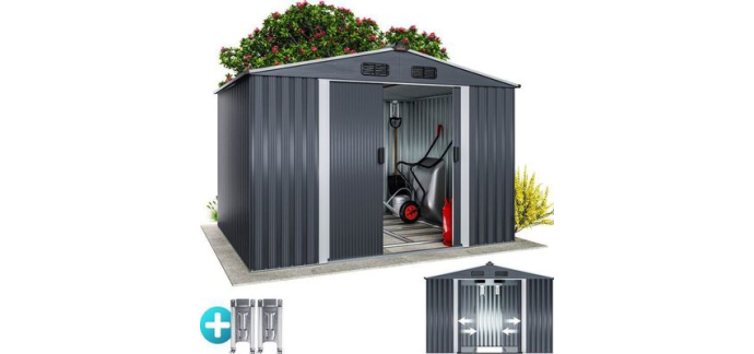 Cdiscount: GARDEBRUK Abri de jardin métal XXL 5m² - 260x205x180cm, porte coulissante à 269,99€