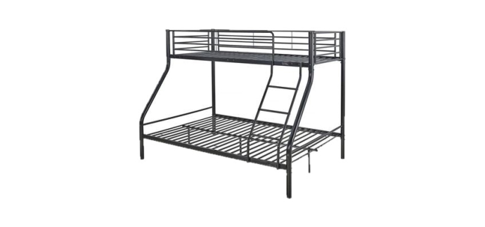 Cdiscount: Lit superposé en métal "Leo" - Sommiers inclus, 90/140 x 190 cm, Noir à 119€ (au lieu de 149€)