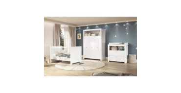 Cdiscount: Chambre bébé Trio OLIVIA - Lit 70x140 cm + Commode à langer + Armoire - Blanc à 439,99€