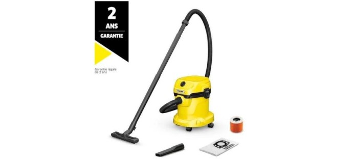 Cdiscount: Aspirateur eau et poussières KÄRCHER WD2 Plus 2 V-15/4/18/C - 1000W à 49,99€ (au lieu de 72,49€)
