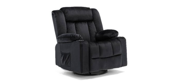 JoyBuy: COMHOMA Chaise de relaxation pivotante 361° - dossier réglable, repose-pieds, porte-gobelet à 169,98