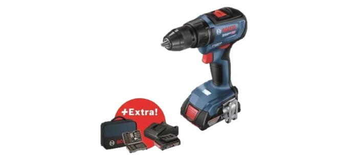 Cdiscount: Perceuse-visseuse Bosch Professional GSR 18V-50 + 2 batteries 2,0Ah + chargeur + 43 accessoires à 13
