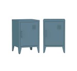 Sweeek: Lot de 2 tables de chevet en acier 1 porte, Bleu pétrole à 79,99€ (au lieu de 99,99€)