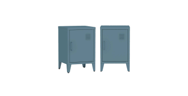 Sweeek: Lot de 2 tables de chevet en acier 1 porte, Bleu pétrole à 79,99€ (au lieu de 99,99€)