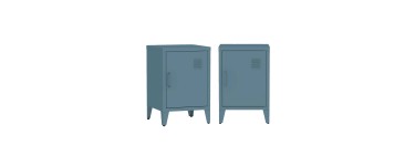 Sweeek: Lot de 2 tables de chevet en acier 1 porte, Bleu pétrole à 79,99€ (au lieu de 99,99€)