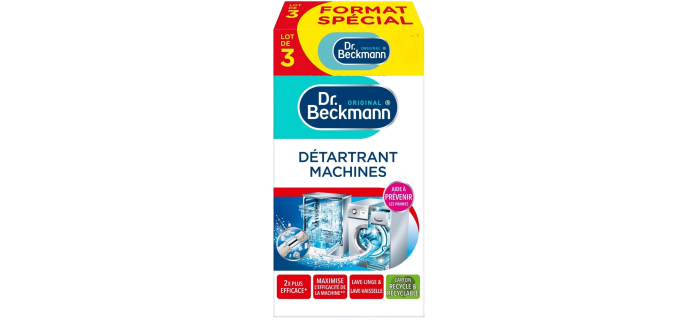 Amazon: Lot de 3 Détartrants Machines Dr.Beckmann - Lave-Vaisselle & Lave-Linge à 5,20€ (au lieu de 12,51€)