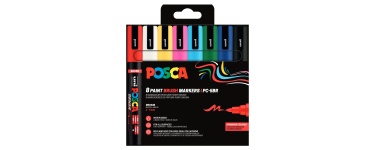 Amazon: Pack 8 Marqueurs peinture Posca PC5BR Brush base eau - Tout Support à 7,08€ (au lieu de 27€)