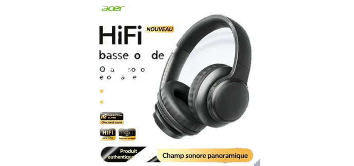 JoyBuy: Acer OHR559 OWS Casque sans fil - Audio spatial ACS, Bluetooth 5.3, mode faible latence à 19,99€