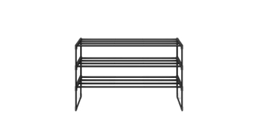 JoyBuy: JOYFURNOS Étagère à chaussures métal 3 niveaux noire - 30x92x55 cm, 16-20 paires à 13,99€