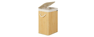 JoyBuy: Panier à linge JOYFURNOS avec couvercle - Bambou pliable, 72L, 40x30x61cm à 16,98€