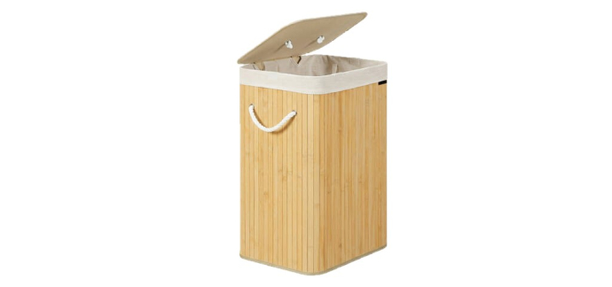 JoyBuy: Panier à linge JOYFURNOS avec couvercle - Bambou pliable, 72L, 40x30x61cm à 16,98€