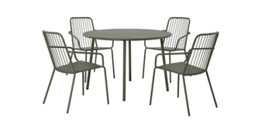 Conforama: Ensemble de jardin table + 4 chaises SALTA coloris vert à 176,50€ (au lieu de 349,99€)