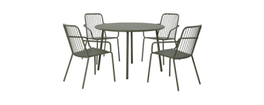 Conforama: Ensemble de jardin table + 4 chaises SALTA coloris vert à 176,50€ (au lieu de 349,99€)