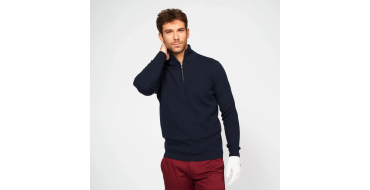 Decathlon: INESIS Pull de golf col montant zippé 100% coton Homme MW500 marine à 21€ (au lieu de 39,99€)