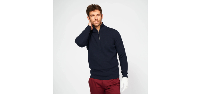 Decathlon: INESIS Pull de golf col montant zippé 100% coton Homme MW500 marine à 21€ (au lieu de 39,99€)