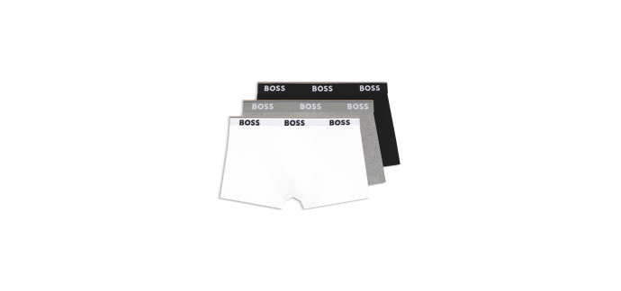 Amazon: Lot de 3 Boxers homme Boss Power - Coton Stretch à Logos répétés à 21,95€