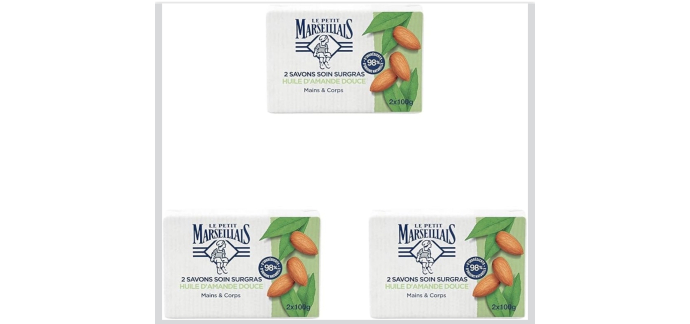 Amazon: Lot de 6 savons - Le Petit Marseillais Savon Kraft amande douce à 2,43€ (au lieu de 3,66€) (via prév