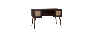 Sweeek: Bureau cannage et décor bois foncé avec 2 portes à 99,99€ (au lieu de 129,99€)
