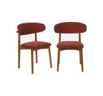 Sweeek: Lot de 2 chaises bois noyer et tissu chenille bordeaux à 97,49€ (au lieu de 129,99€)