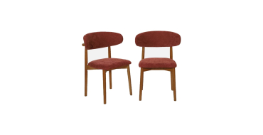 Sweeek: Lot de 2 chaises bois noyer et tissu chenille bordeaux à 97,49€ (au lieu de 129,99€)